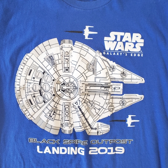 Star Wars Galaxy's Edge Tee T-Shirt Royal Blue Cast Member Exclusive Size Med - Picture 3 of 6